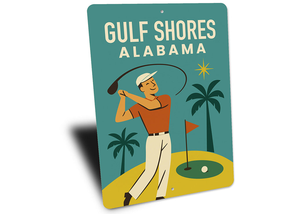Vintage Gulf Shores Alabama Aluminum Beach Sign