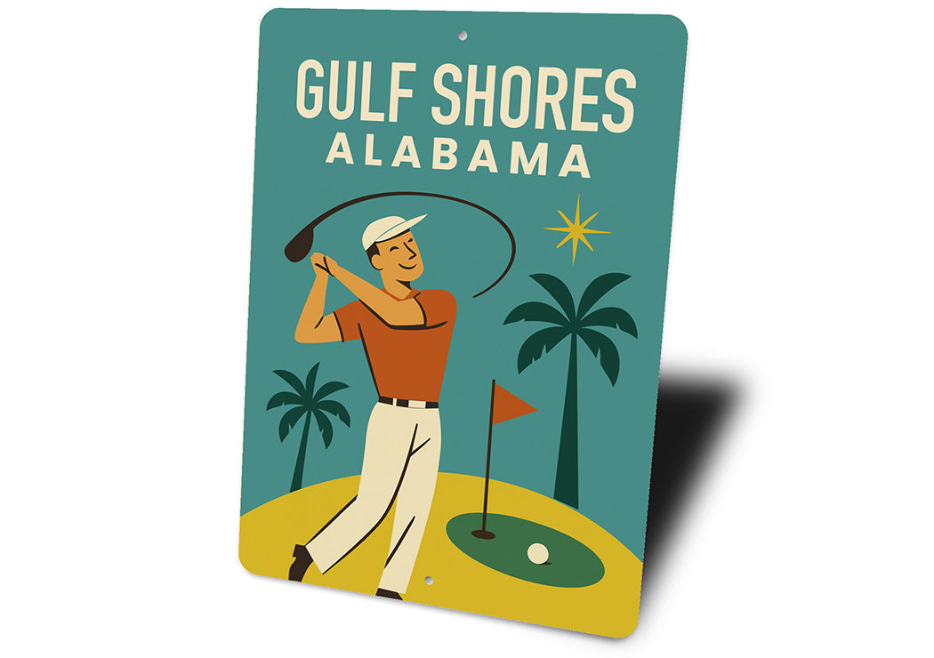 Vintage Gulf Shores Alabama Aluminum Beach Sign
