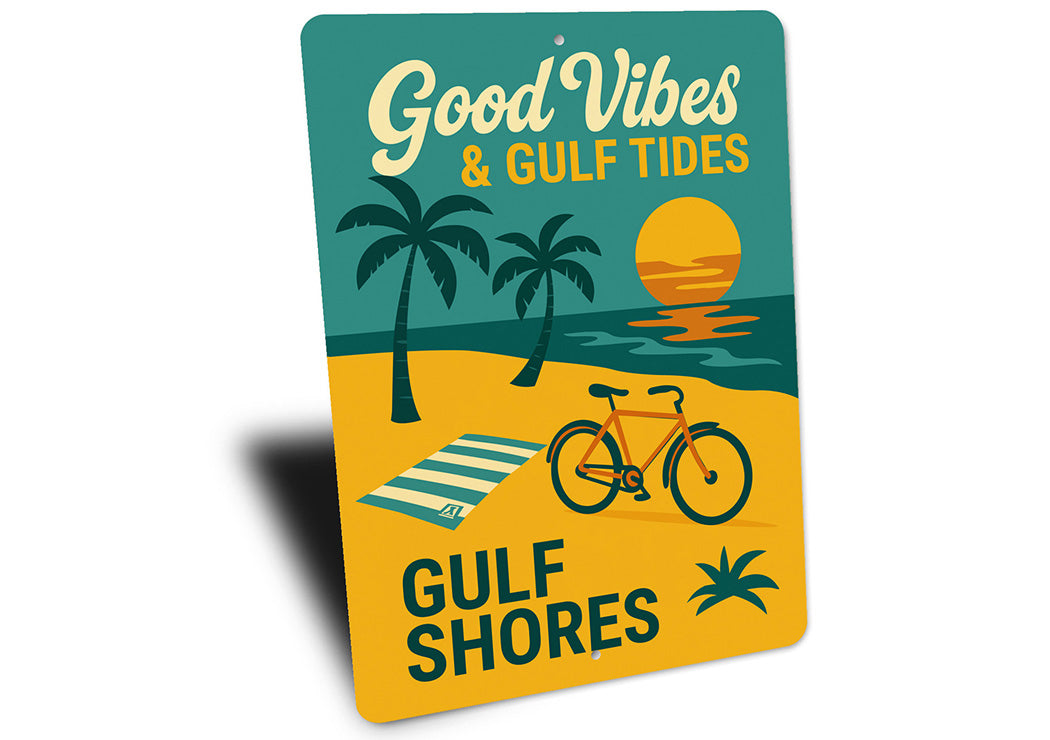 Vintage Good Vibes And Gulf Tides Metal Sign