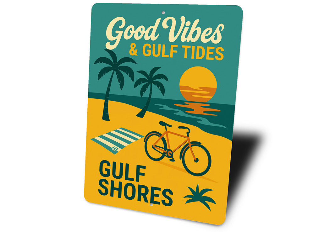 Vintage Good Vibes And Gulf Tides Metal Sign