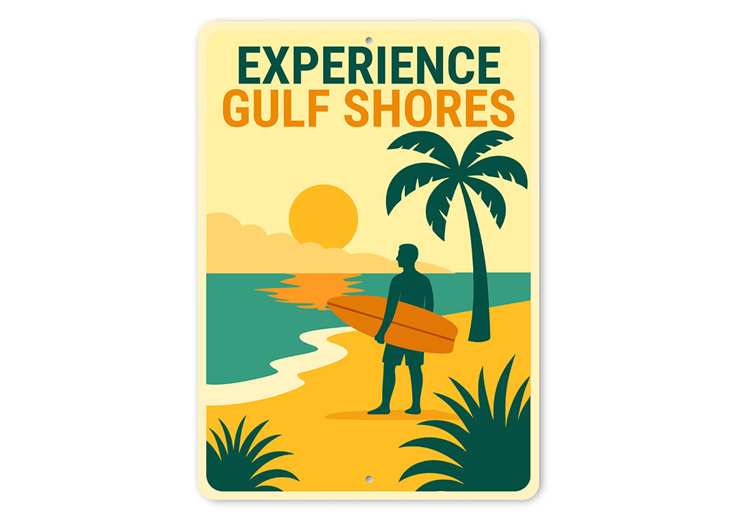 Retro Coastal Metal Sign Experience Gulf Shores Decor