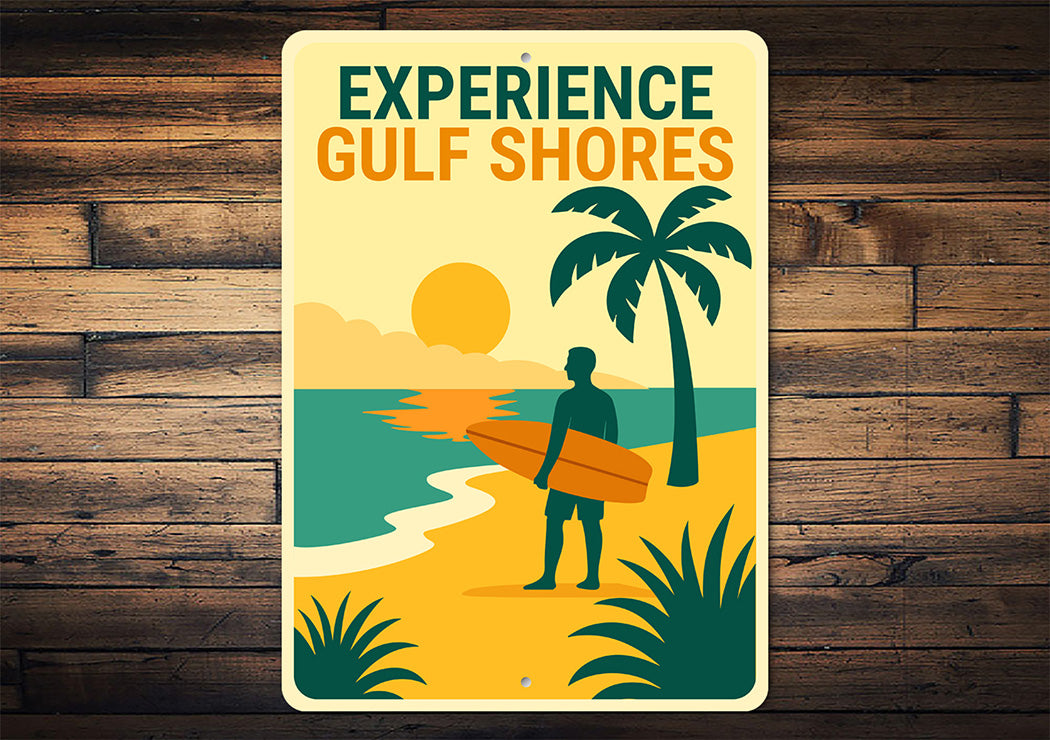 Retro Coastal Metal Sign Experience Gulf Shores Decor