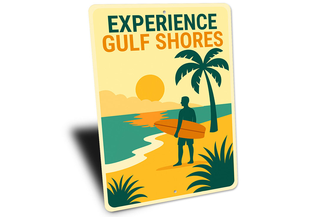 Retro Coastal Metal Sign Experience Gulf Shores Decor