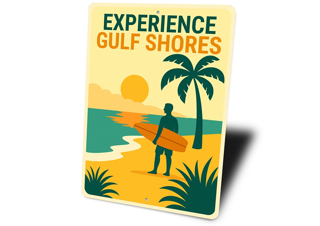 Retro Coastal Metal Sign Experience Gulf Shores Decor