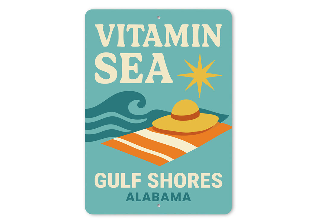 Retro Beach Metal Sign Vitamin Sea Gulf Shores Decor