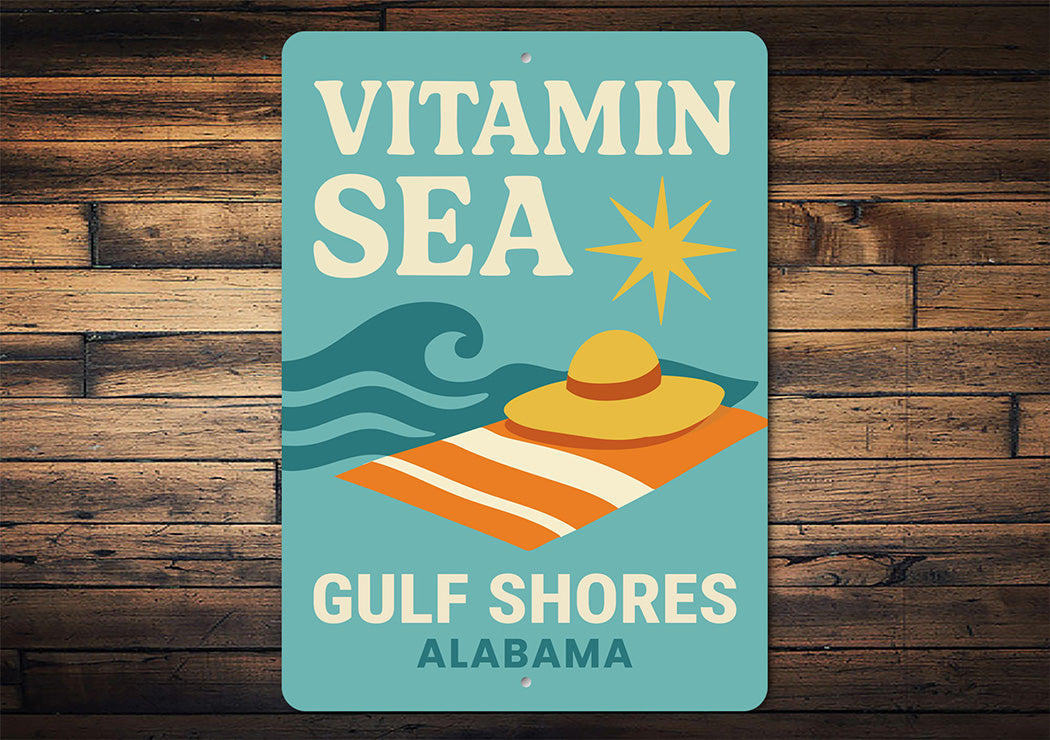 Retro Beach Metal Sign Vitamin Sea Gulf Shores Decor