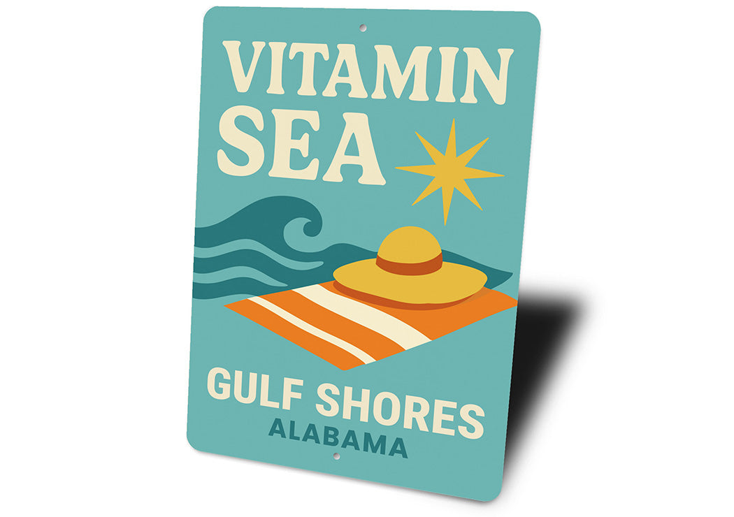 Retro Beach Metal Sign Vitamin Sea Gulf Shores Decor