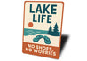 Rustic Lake House Metal Sign No Shoes No Worries Decor