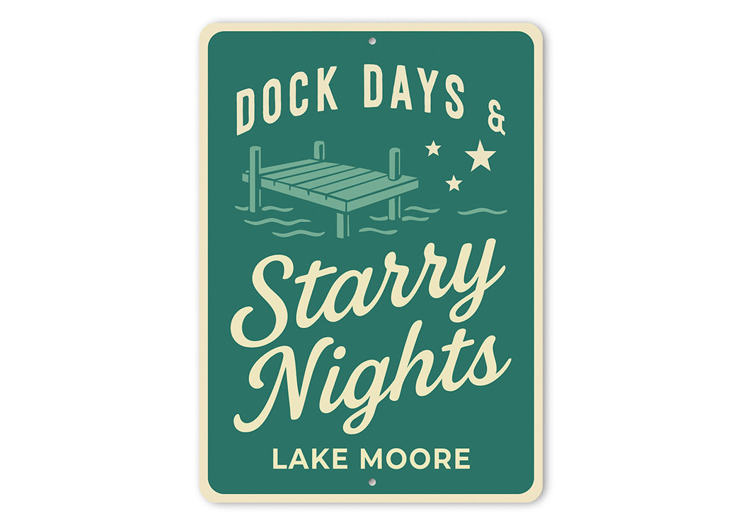 Rustic Lake Metal Sign Dock Days Starry Nights Lake Moore