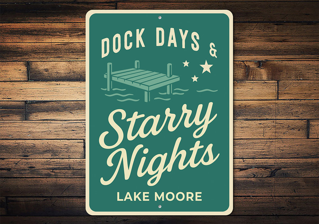 Rustic Lake Metal Sign Dock Days Starry Nights Lake Moore