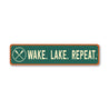 Retro Lake Wake Repeat Waterfront Decor Sign