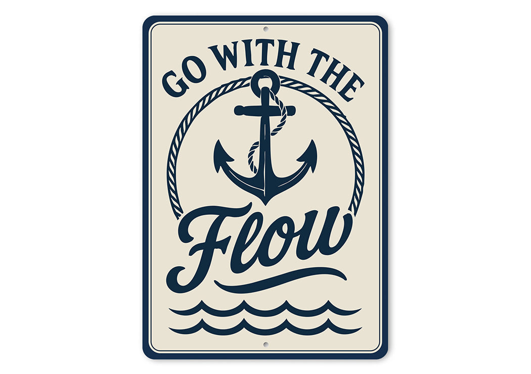 Go With the Flow Metal Sign Minimalist Inspirational Decor