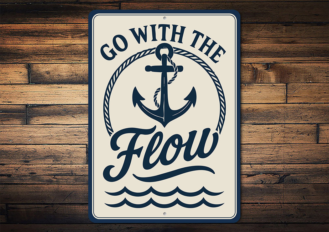 Go With the Flow Metal Sign Minimalist Inspirational Decor