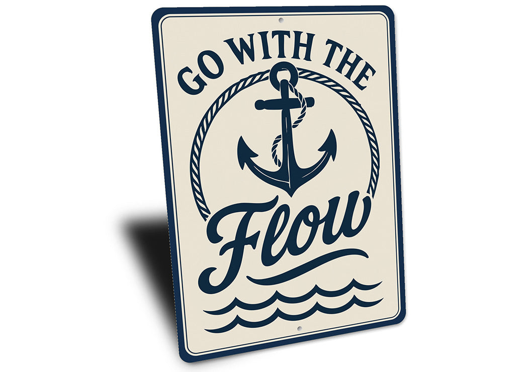 Go With the Flow Metal Sign Minimalist Inspirational Decor