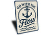 Go With the Flow Metal Sign Minimalist Inspirational Decor