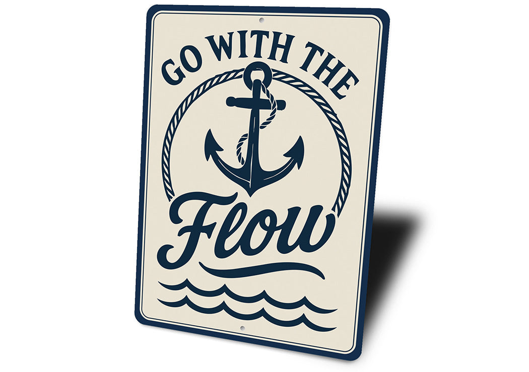 Go With the Flow Metal Sign Minimalist Inspirational Decor