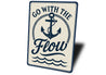 Go With the Flow Metal Sign Minimalist Inspirational Decor
