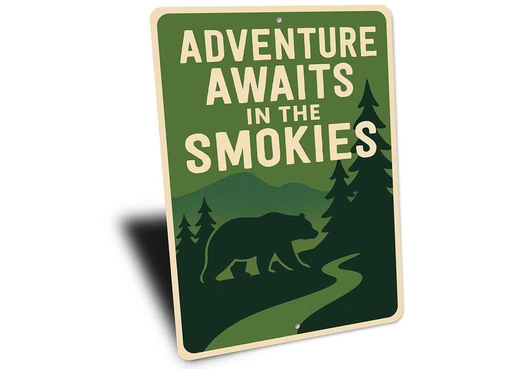 Adventure Awaits in the Smokies Metal Sign Mountain Decor
