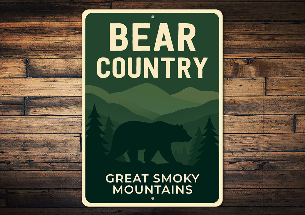 Bear Country Aluminum Sign Great Smoky Mountains Decor