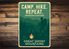 Camp Hike Repeat Sign Smokies Edition Aluminum Decor