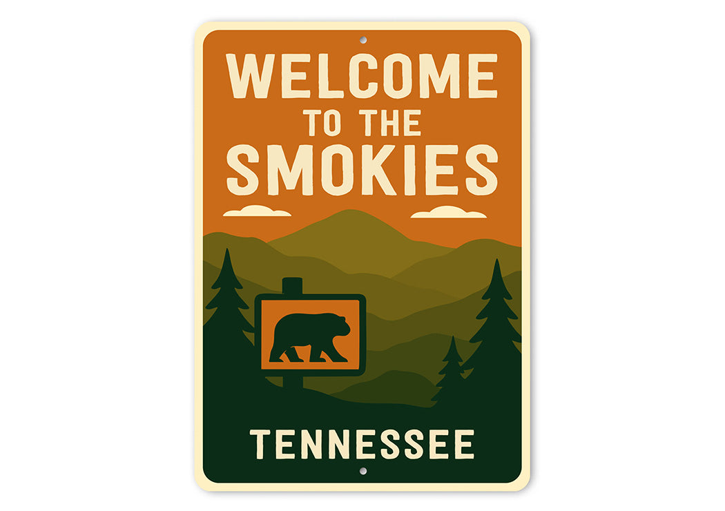 Welcome to the Smokies Sign Tennessee Aluminum Decor