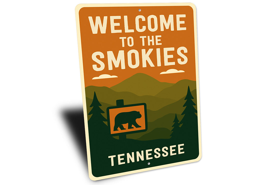 Welcome to the Smokies Sign Tennessee Aluminum Decor
