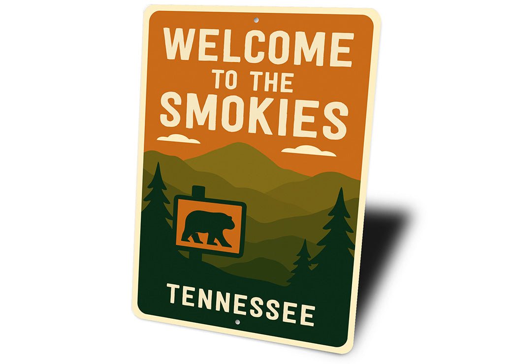 Welcome to the Smokies Sign Tennessee Aluminum Decor