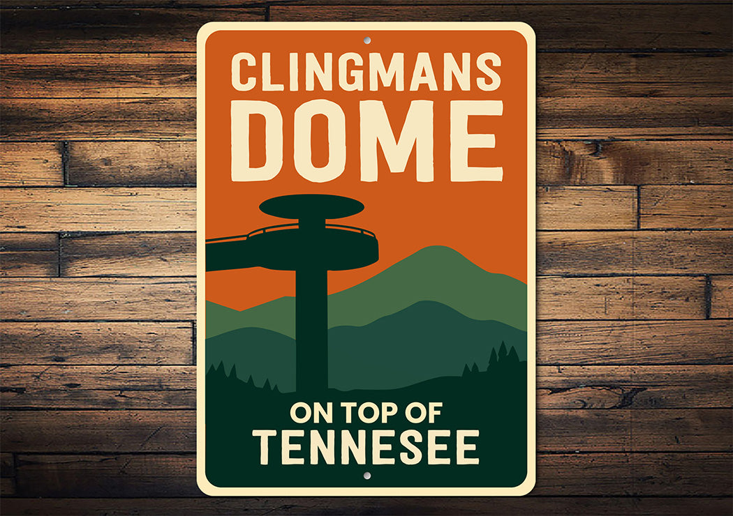 Clingmans Dome Sign On Top of Tennessee Aluminum Decor