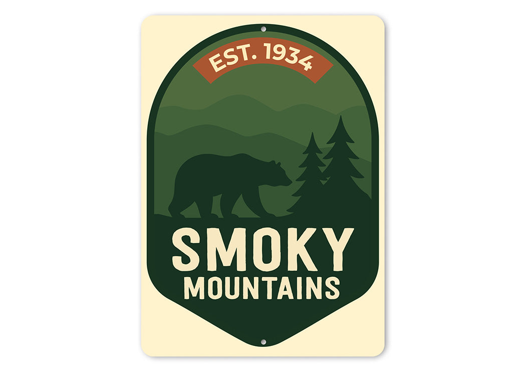 Est. 1934 Smoky Mountains Aluminum Sign National Park Decor