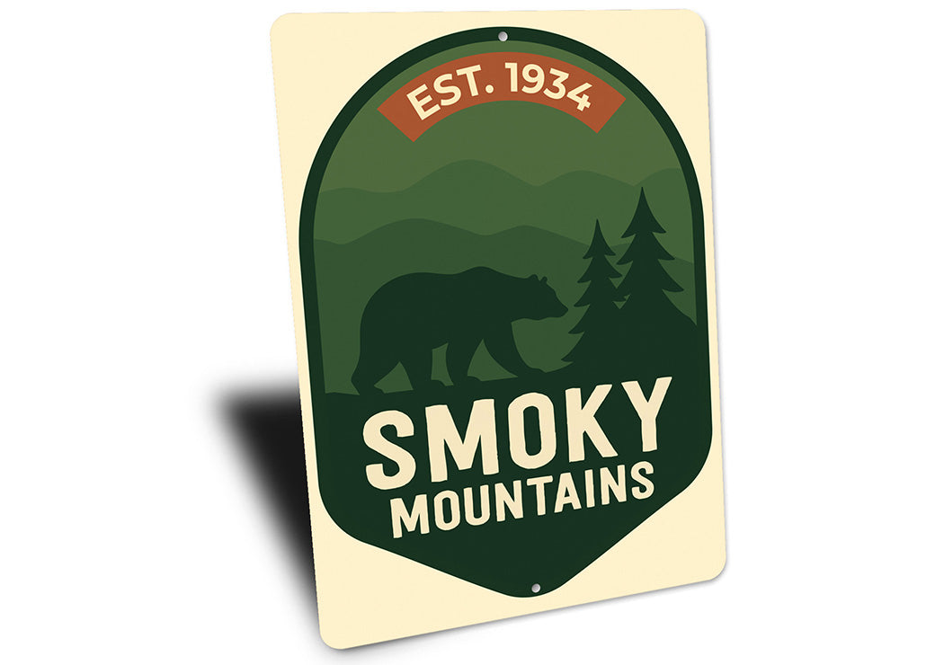 Est. 1934 Smoky Mountains Aluminum Sign National Park Decor