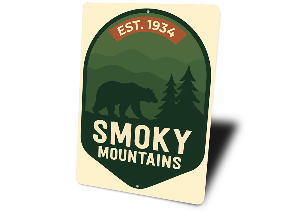 Est. 1934 Smoky Mountains Aluminum Sign National Park Decor