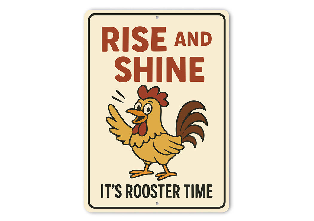 Rise and Shine It's Rooster Time Metal Sign Farmhouse Decor