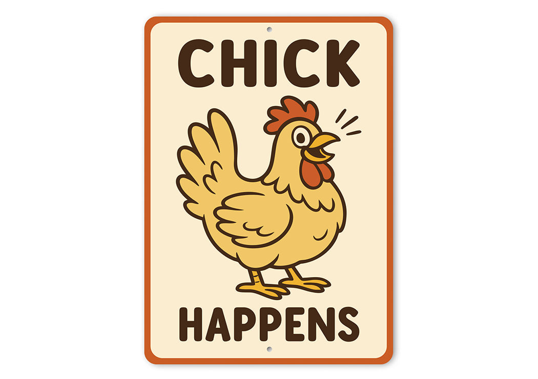 Chick Happens Aluminum Sign Funny Chicken Coop Farm Decor