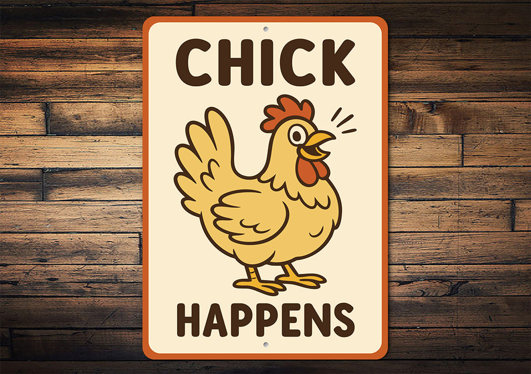 Chick Happens Aluminum Sign Funny Chicken Coop Farm Decor