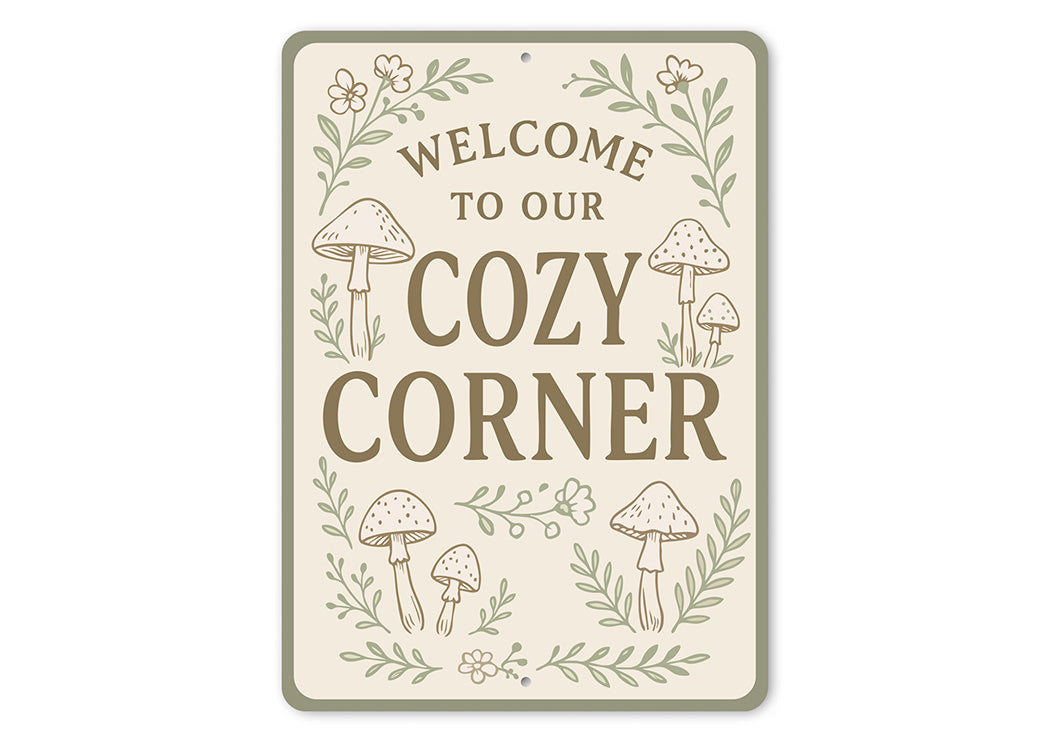 Welcome to Our Cozy Corner Metal Heartwarming Home Sign