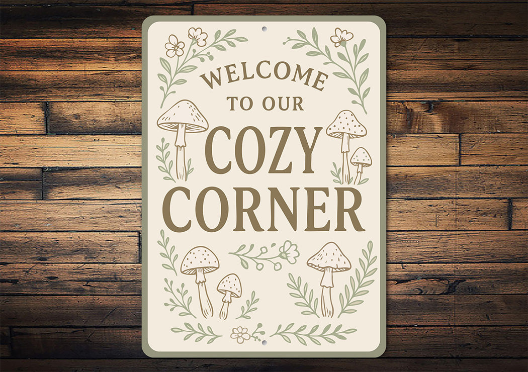 Welcome to Our Cozy Corner Metal Heartwarming Home Sign