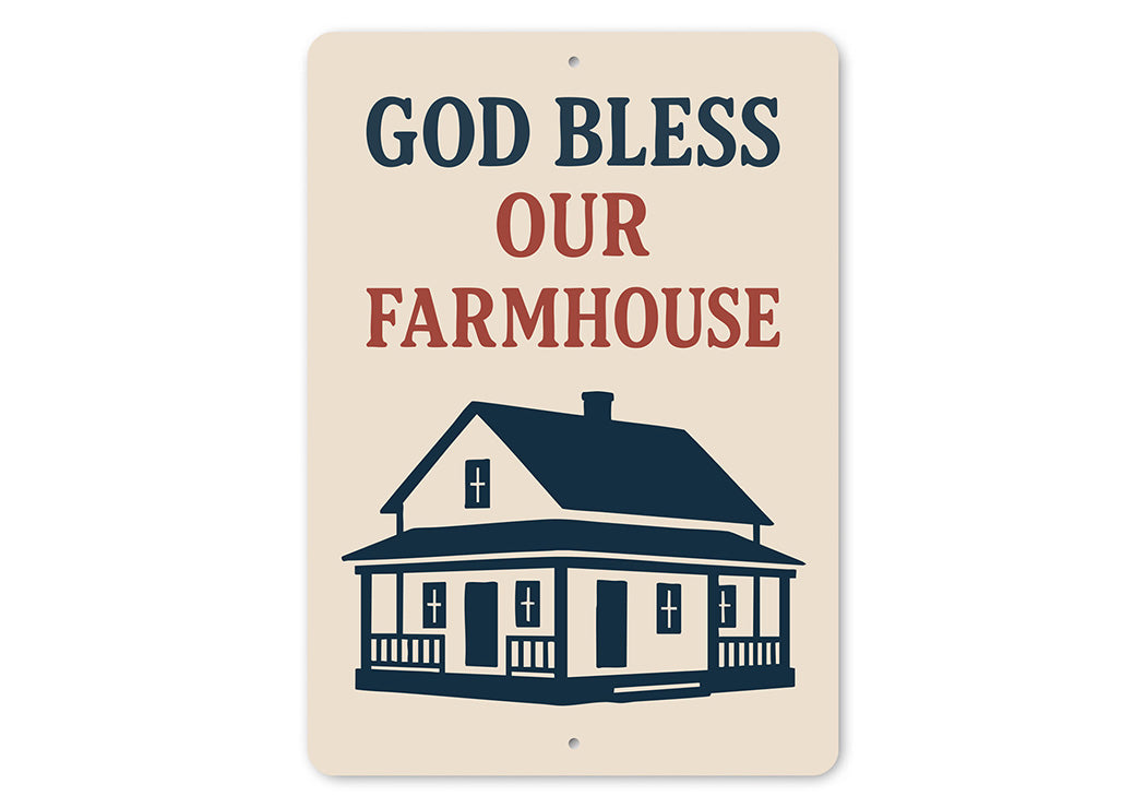 God Bless Our Farmhouse Aluminum Sign Rustic Home Decor