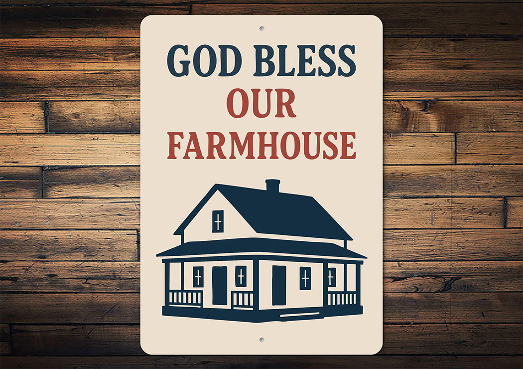 God Bless Our Farmhouse Aluminum Sign Rustic Home Decor