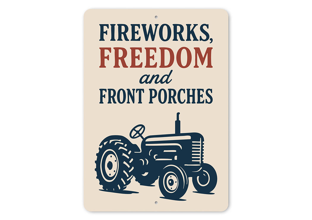 Fireworks Freedom Front Porches Metal Sign Patriotic Decor