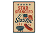 Star-Spangled Sizzlin Aluminum Sign Patriotic BBQ Decor