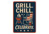 Grill Chill Celebrate Metal Sign Backyard BBQ Party Decor