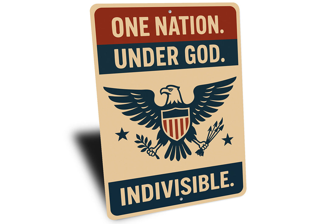 One Nation Under God Aluminum Sign Patriotic Pledge Decor