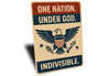 One Nation Under God Aluminum Sign Patriotic Pledge Decor