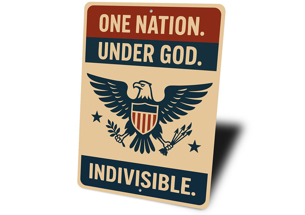 One Nation Under God Aluminum Sign Patriotic Pledge Decor