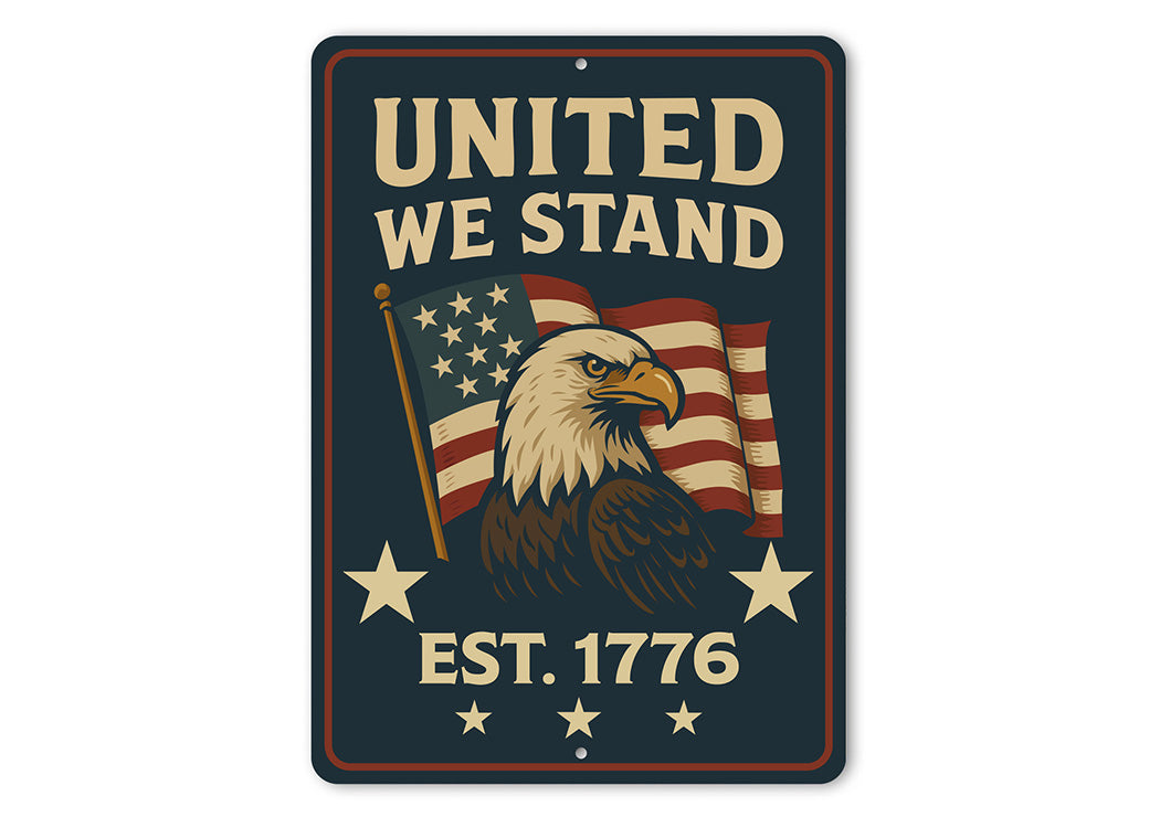 United We Stand Est. 1776 Metal Sign Patriotic Wall Decor