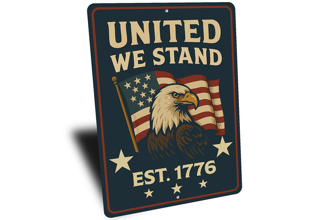 United We Stand Est. 1776 Metal Sign Patriotic Wall Decor