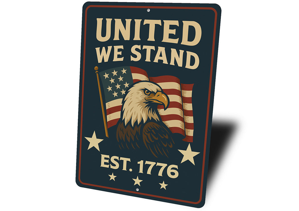 United We Stand Est. 1776 Metal Sign Patriotic Wall Decor