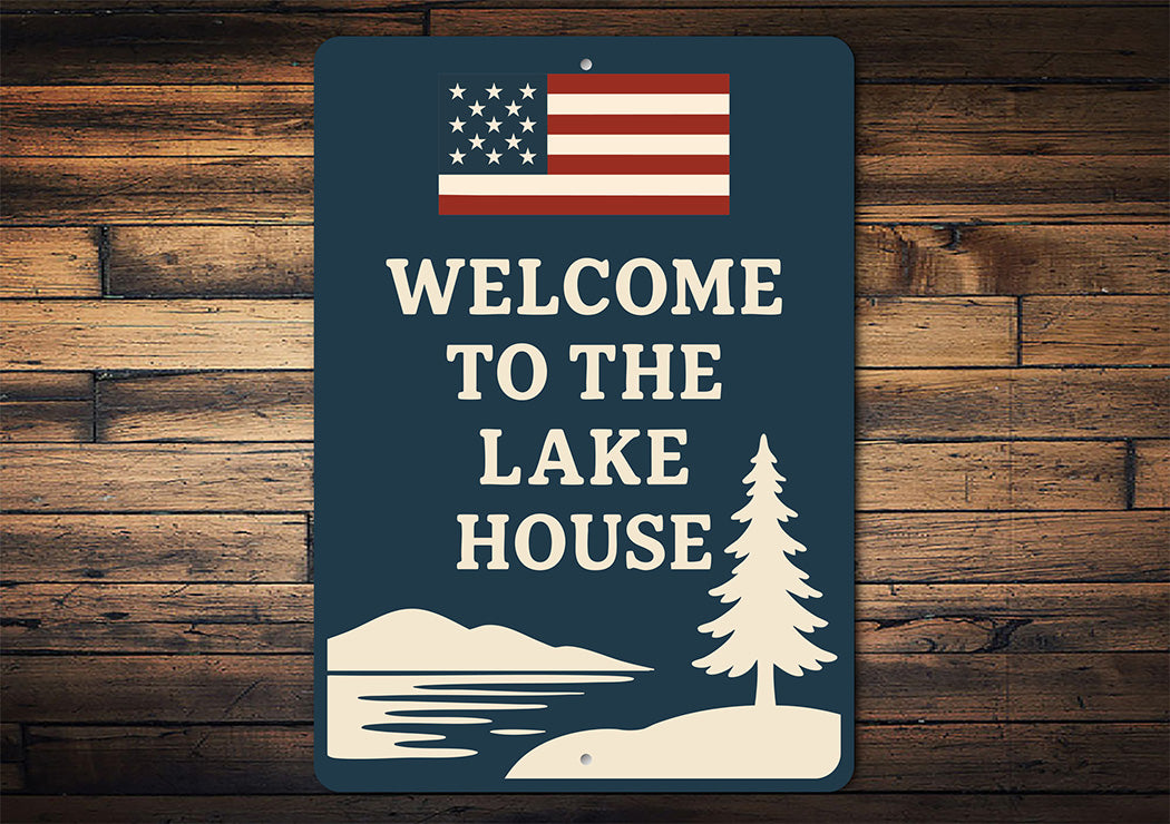 Welcome to the Lake House Metal Sign Rustic Lakeside Decor