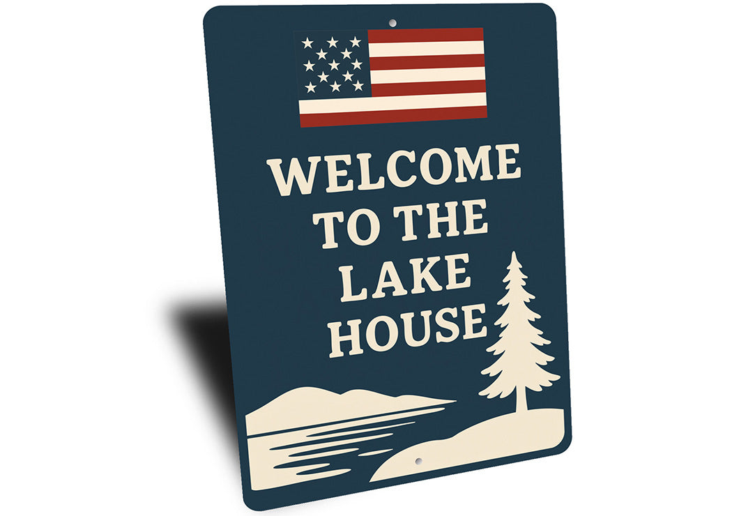 Welcome to the Lake House Metal Sign Rustic Lakeside Decor