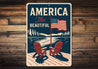 America the Beautiful Aluminum Sign Patriotic Home Decor